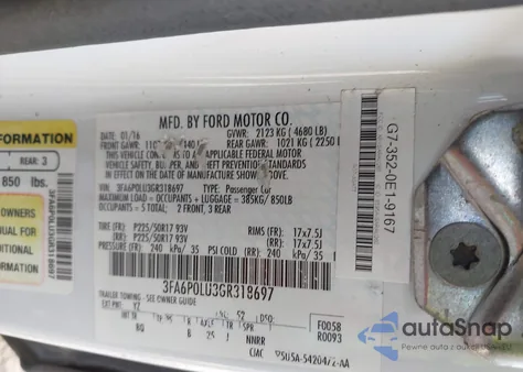 2016 Ford Fusion Hybrid Se from USA, damaged, VIN 3FA6P0LU3GR318697